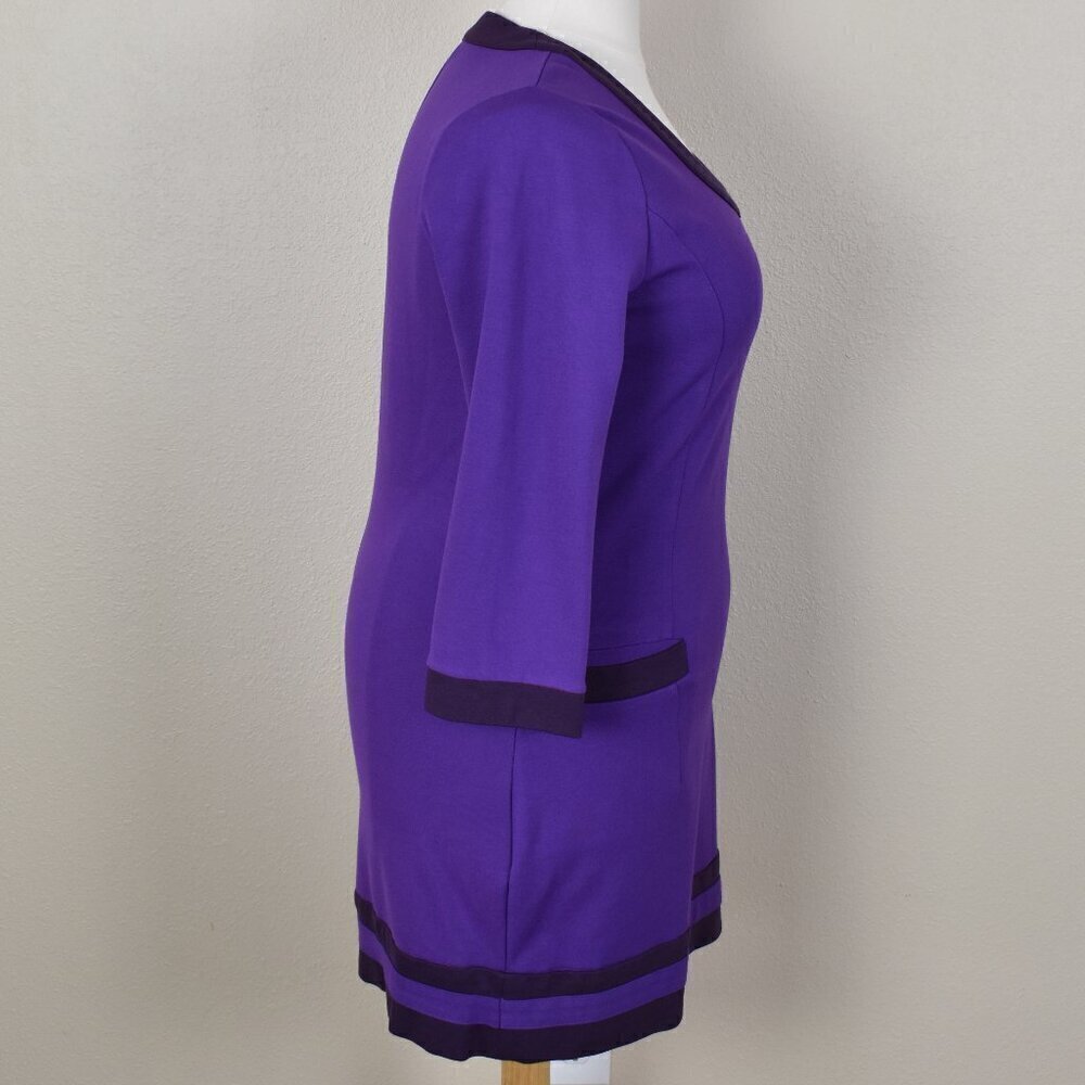 Boden Contrast Trim Ponte Sheath Dress - 16 - Picture 7 of 9
